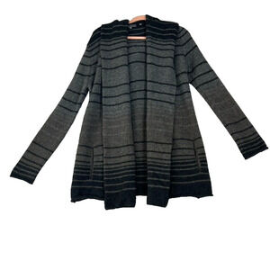 VINCE Cardigan Sweater Women S Sophie Hooded Striped Oversized Grey Black Alpaca